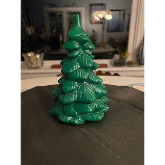 Handmade Ceramic Christmas Tree, No Lights, Green w touch iridescent glitter - Picture 6 of 12